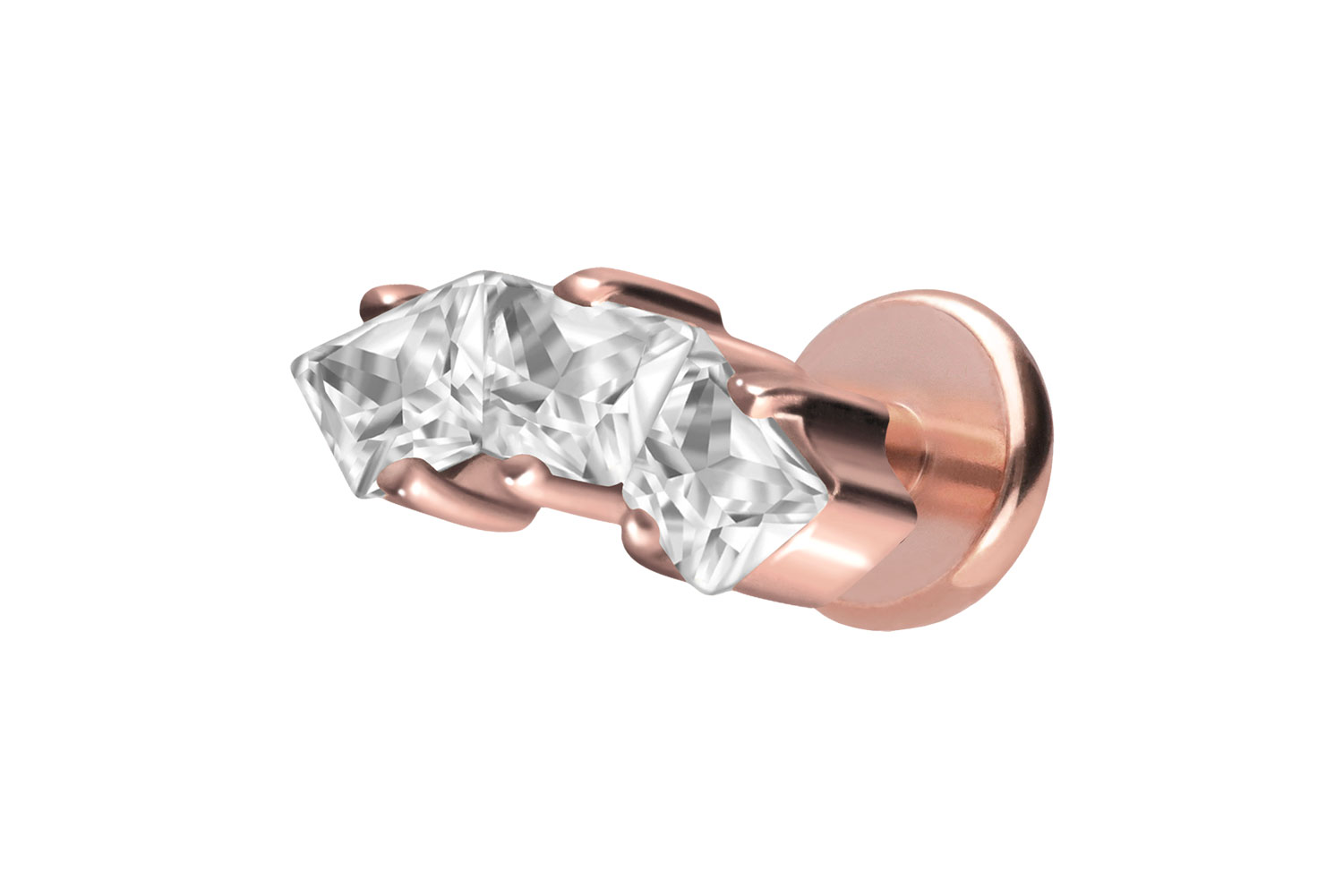 Titan Labret Piercing mit Push Fit EINGEFASSTE KRISTALLTRAPEZE
